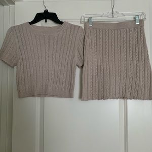 SHEIN tan matching skirt and top, size m